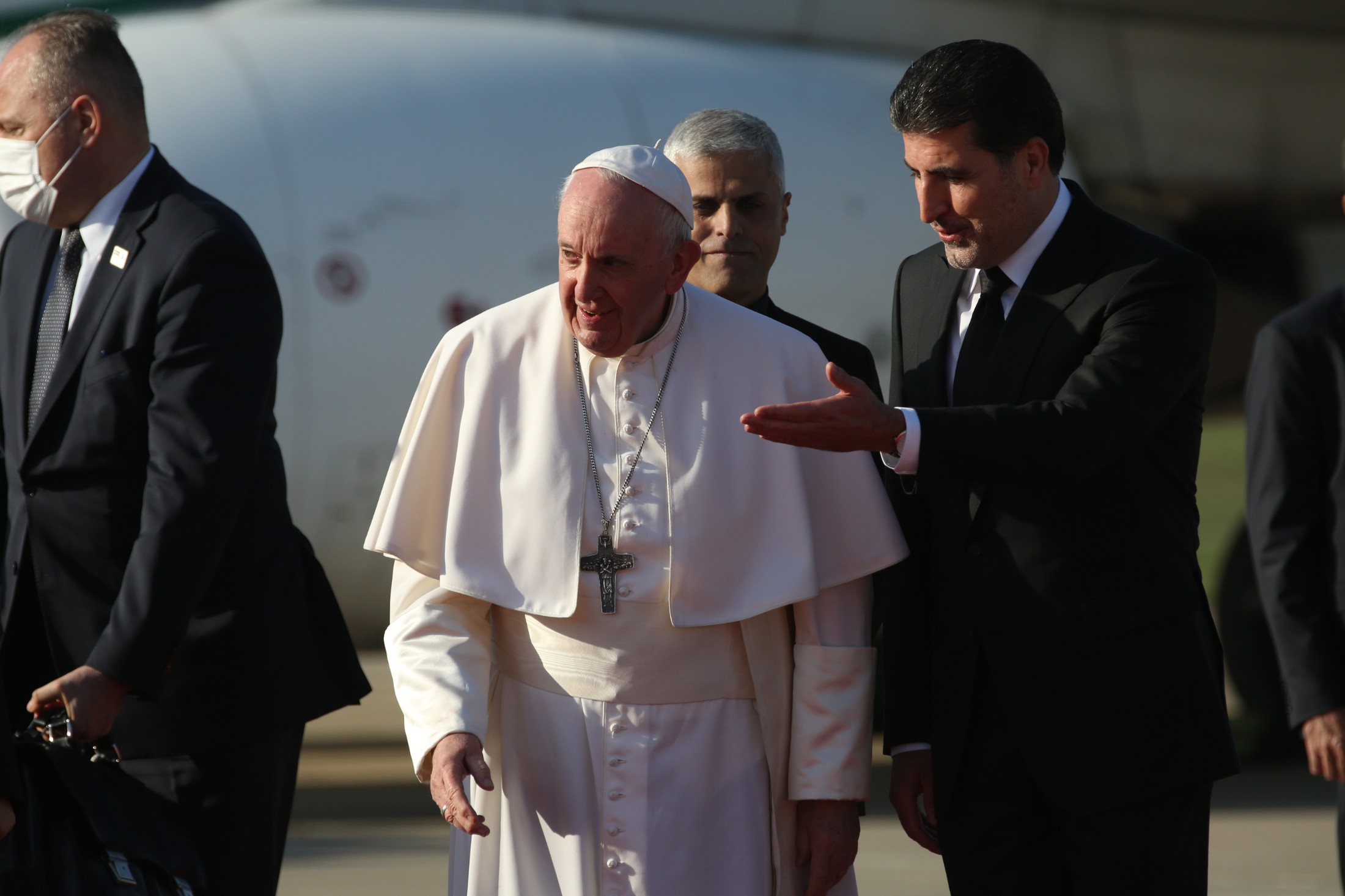 Pope Francis arrives in Erbil